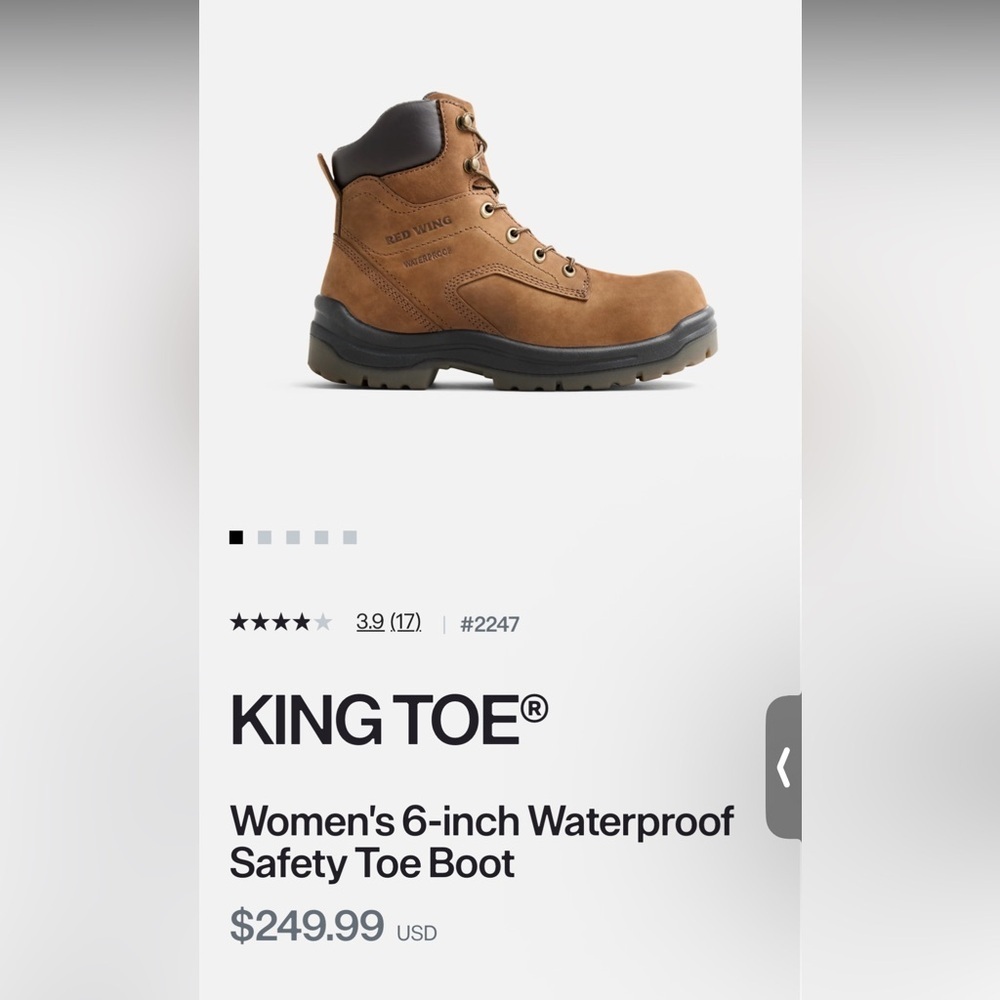 Red Wing work boots King Toe Waterproof leather brown Safety Toe boots  9 - Picture 7 of 12